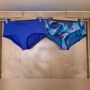 Athleta Blue and Multicolor Bikini Bottoms, Size M